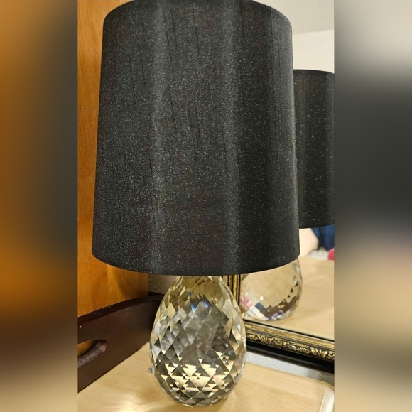 Rachel Zoe Other - Rachel Zoe Crystal Base Mini Light Fixture Black Shade 8" Tall crystal: 4.5"